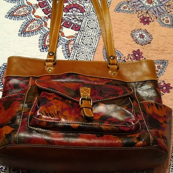 Patricia Nash brown floral tote